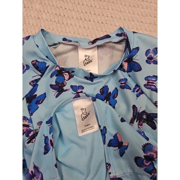 Art Class Bathing Suit Girls Small 6/7 Blue Butter Fly Tankini 2 Piece - Picture 4 of 6